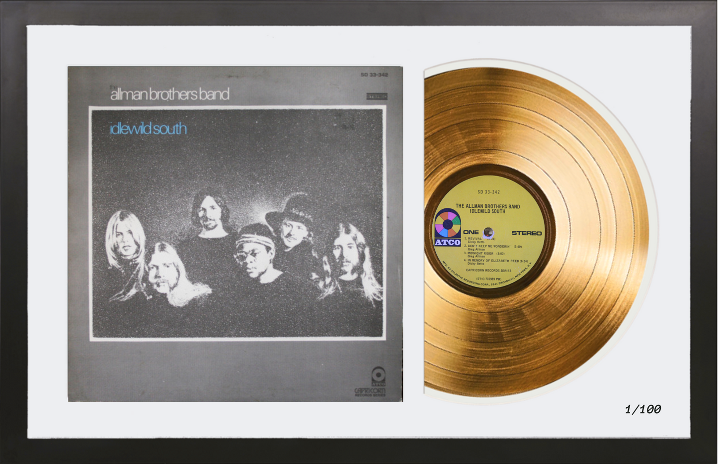The Allman Brothers Band - Idlewild South - 14K Gold Framed Album