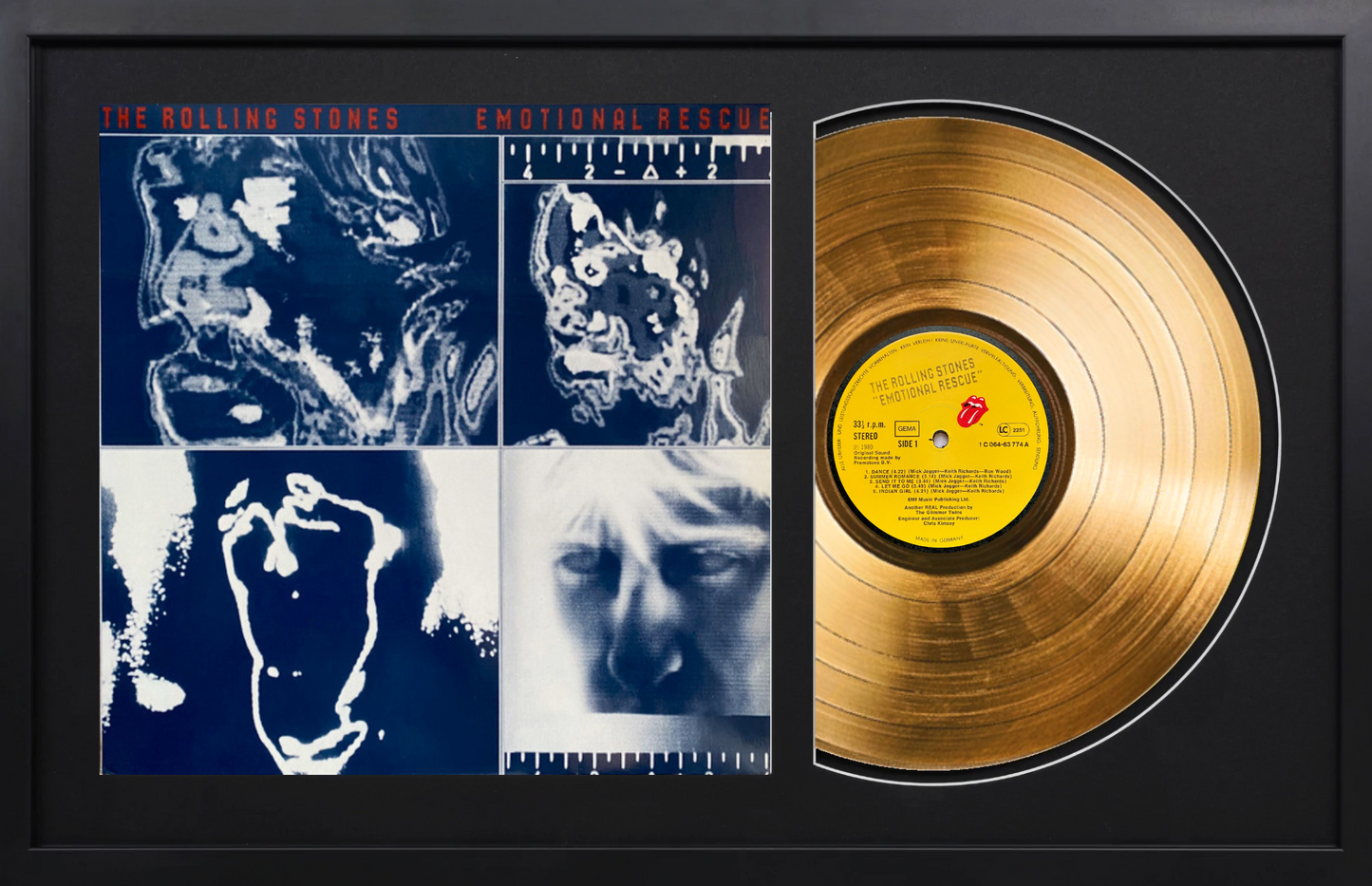 The Rolling Stones - Emotional Rescue - 14K Gold Framed Album